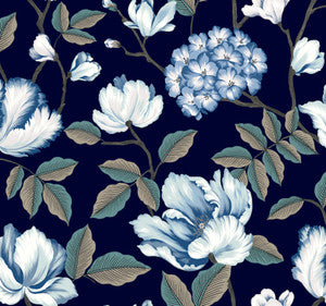 Morning Garden Navy Wallpaper by Inspired by Color
