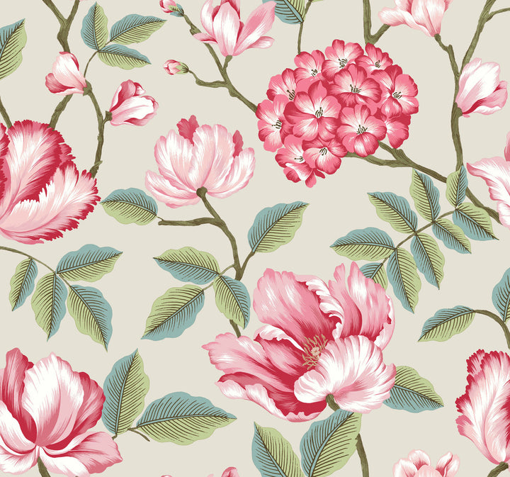 Morning Garden Beige Wallpaper by York Wallcoverings Earthy Tones Covers about 60.8 square feet 27-in by 27-ft long roll Prepasted 25.25 - Fabric Carolina -
