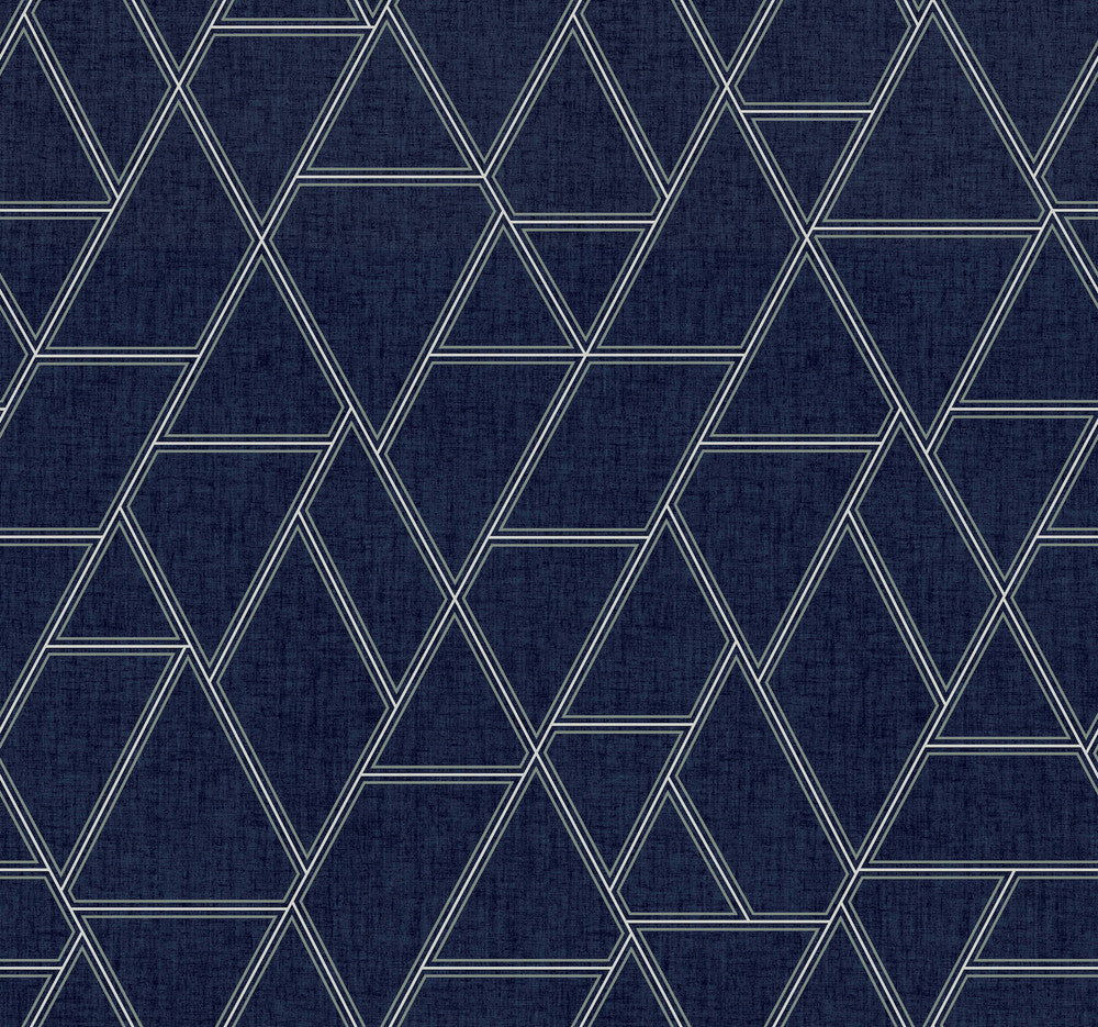 Pathways Navy Wallpaper by York Wallcoverings Grandmillennial Covers about 60.8 square feet 27-in by 27-ft long roll Prepasted 25.25 - Fabric Carolina -