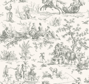 Seasons Toile Grey Wallpaper by York Wallcoverings