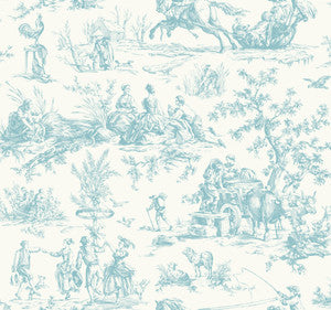 Seasons Toile Teal Wallpaper by York Wallcoverings