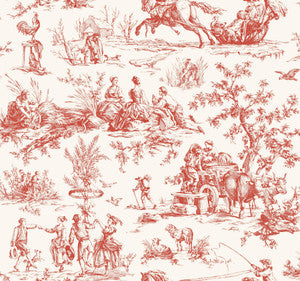 Seasons Toile Scarlet Wallpaper by York Wallcoverings