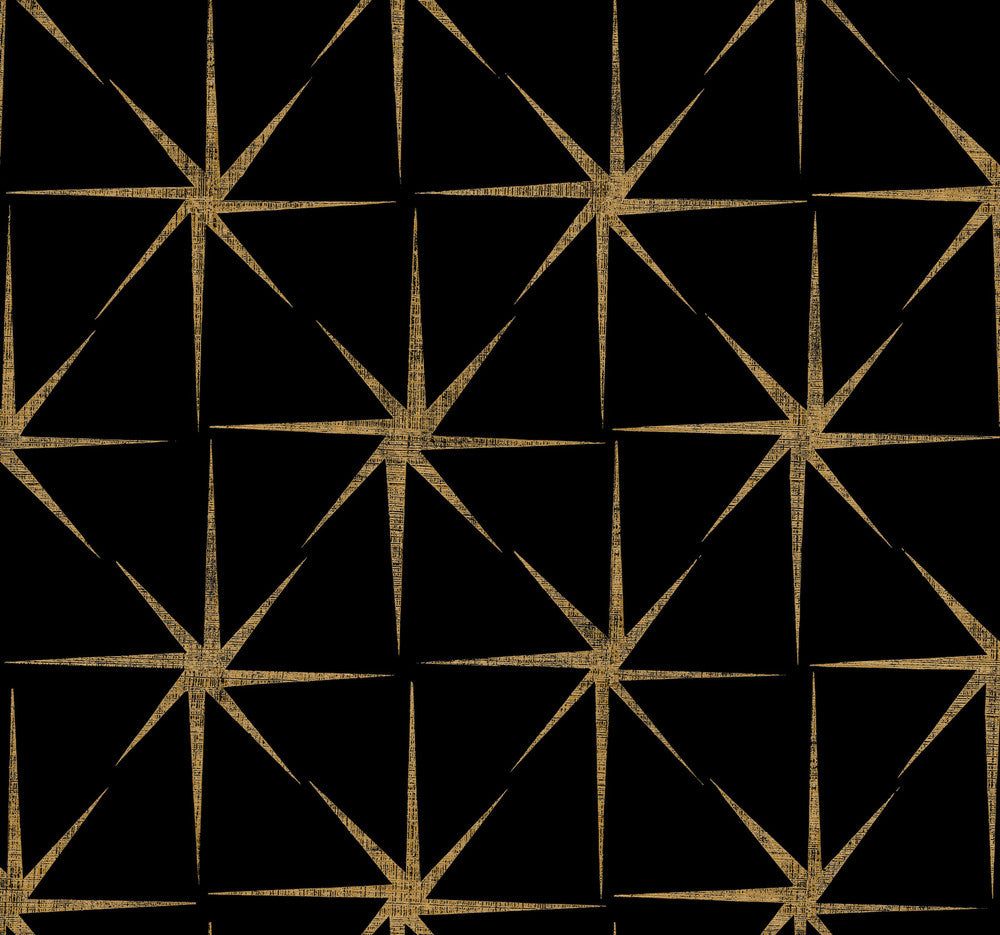 Evening Star Black Wallpaper by York Wallcoverings Shimmering Finishes Covers about 60.8 square feet 27-in by 27-ft long roll Prepasted 25.25 - Fabric Carolina -