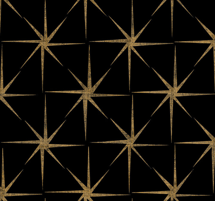 Evening Star Black Wallpaper by York Wallcoverings Shimmering Finishes Covers about 60.8 square feet 27-in by 27-ft long roll Prepasted 25.25 - Fabric Carolina -