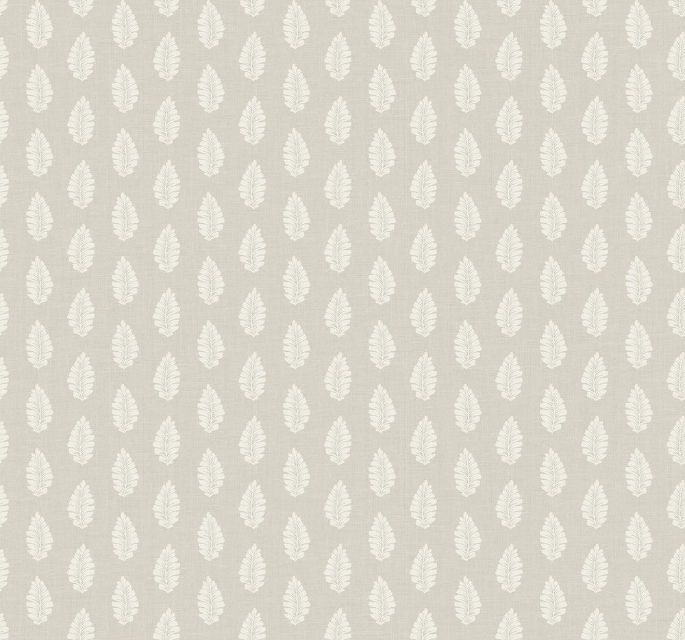 Leaf Pendant Grey Wallpaper by Inspired by Color Beige & Neutrals Covers about 60.8 square feet 27-in by 27-ft long roll Prepasted 25.25 - Fabric Carolina -