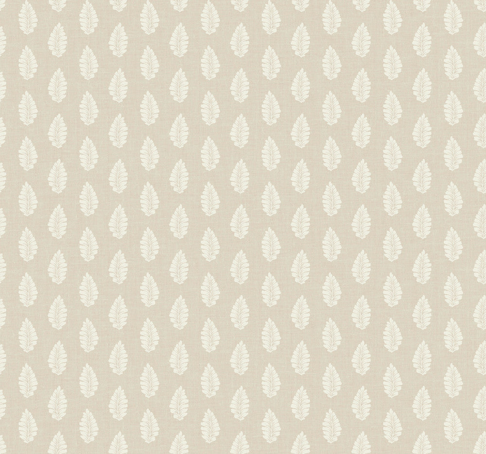 Leaf Pendant Linen Wallpaper by Inspired by Color Beige & Neutrals Covers about 60.8 square feet 27-in by 27-ft long roll Prepasted 25.25 - Fabric Carolina -
