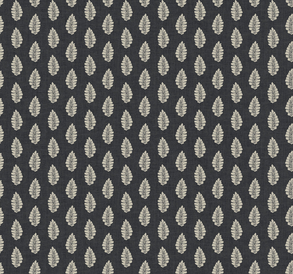 Leaf Pendant Black Wallpaper by York Wallcoverings Grandmillennial Covers about 60.8 square feet 27-in by 27-ft long roll Prepasted 25.25 - Fabric Carolina -