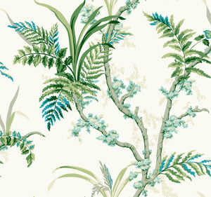 Enchanted Fern Blue & Green Wallpaper by York Wallcoverings
