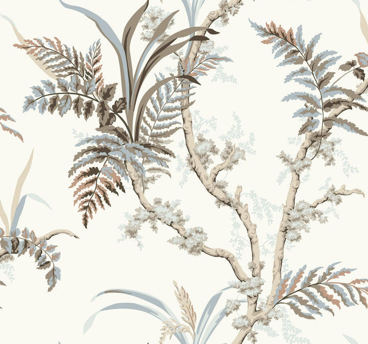 Enchanted Fern Beige & Grey Wallpaper by York Wallcoverings Grandmillennial Covers about 60.8 square feet 27-in by 27-ft long roll Prepasted 25.25 - Fabric Carolina -