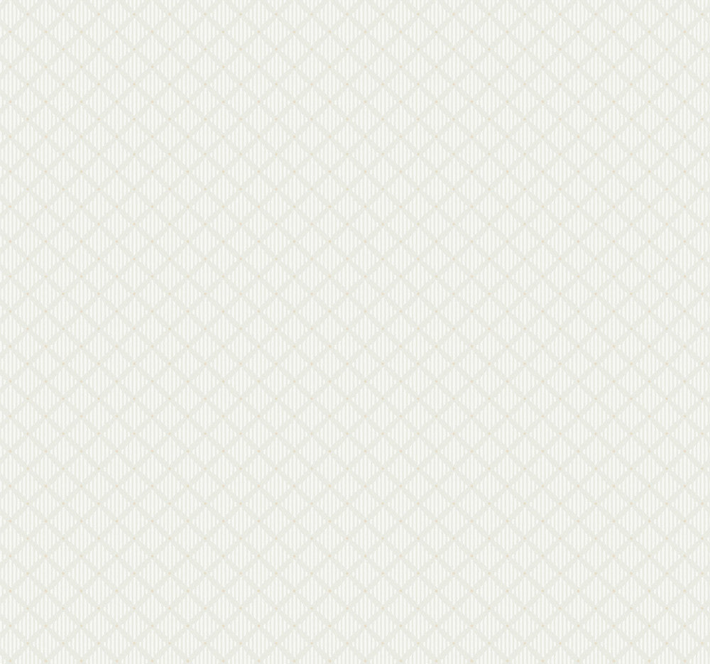 Diamond Gate White & Tan Wallpaper by York Wallcoverings Grandmillennial Covers about 60.8 square feet 27-in by 27-ft long roll Prepasted 25.25 - Fabric Carolina -