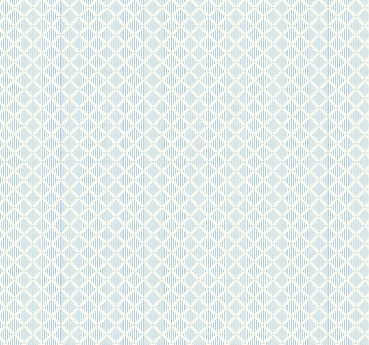 Diamond Gate Blue & White Wallpaper by York Wallcoverings Grandmillennial Covers about 60.8 square feet 27-in by 27-ft long roll Prepasted 25.25 - Fabric Carolina -