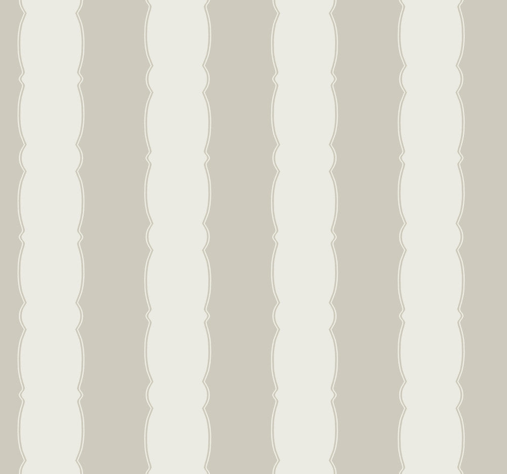 Scalloped Stripe Grey Wallpaper by York Wallcoverings Grandmillennial Covers about 60.8 square feet 27-in by 27-ft long roll Prepasted 25.25 - Fabric Carolina -