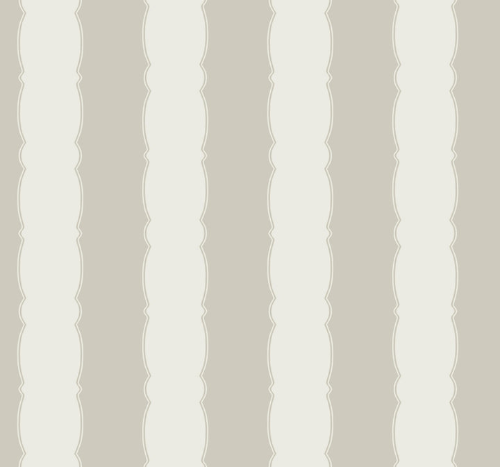 Scalloped Stripe Grey Wallpaper by York Wallcoverings Grandmillennial Covers about 60.8 square feet 27-in by 27-ft long roll Prepasted 25.25 - Fabric Carolina -