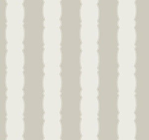 Scalloped Stripe Grey Wallpaper by York Wallcoverings