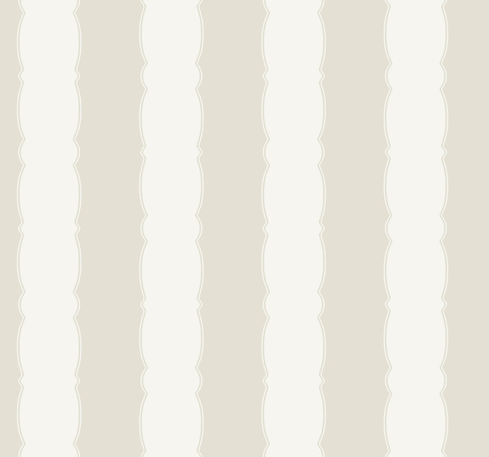 Scalloped Stripe Off White Wallpaper by York Wallcoverings Grandmillennial Covers about 60.8 square feet 27-in by 27-ft long roll Prepasted 25.25 - Fabric Carolina -