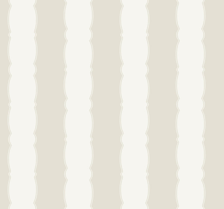 Scalloped Stripe Off White Wallpaper by York Wallcoverings Grandmillennial Covers about 60.8 square feet 27-in by 27-ft long roll Prepasted 25.25 - Fabric Carolina -