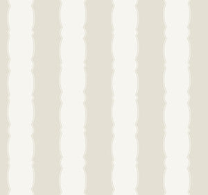 Scalloped Stripe Off White Wallpaper by York Wallcoverings