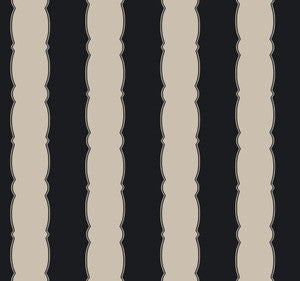 Scalloped Stripe Black Wallpaper by York Wallcoverings