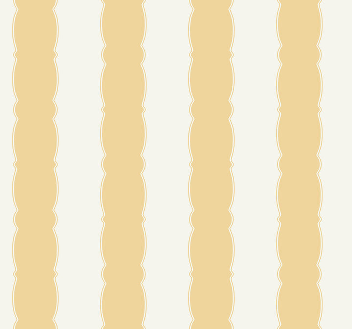 Scalloped Stripe Yellow Wallpaper by York Wallcoverings Grandmillennial Covers about 60.8 square feet 27-in by 27-ft long roll Prepasted 25.25 - Fabric Carolina -