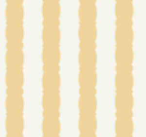 Scalloped Stripe Yellow Wallpaper by York Wallcoverings