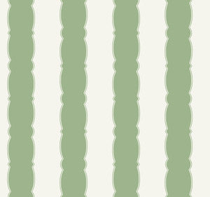 Scalloped Stripe Green Wallpaper by York Wallcoverings