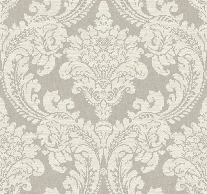Tapestry Damask Grey Wallpaper by York Wallcoverings Grandmillennial Covers about 60.8 square feet 27-in by 27-ft long roll Prepasted 25.25 - Fabric Carolina -