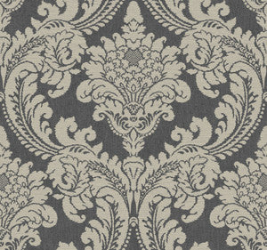 Tapestry Damask Dark Grey Wallpaper by York Wallcoverings
