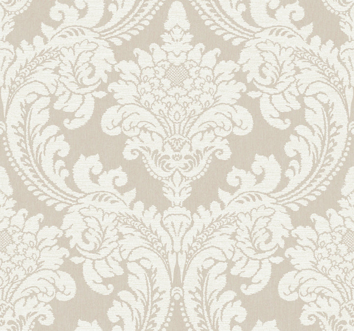Tapestry Damask Off White Wallpaper by York Wallcoverings Grandmillennial Covers about 60.8 square feet 27-in by 27-ft long roll Prepasted 25.25 - Fabric Carolina -