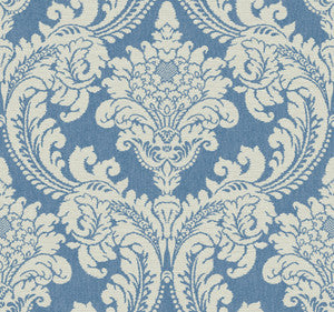 Tapestry Damask Blue Wallpaper by York Wallcoverings