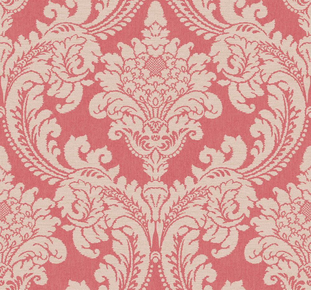 Tapestry Damask Red Wallpaper by York Wallcoverings Grandmillennial Covers about 60.8 square feet 27-in by 27-ft long roll Prepasted 25.25 - Fabric Carolina -