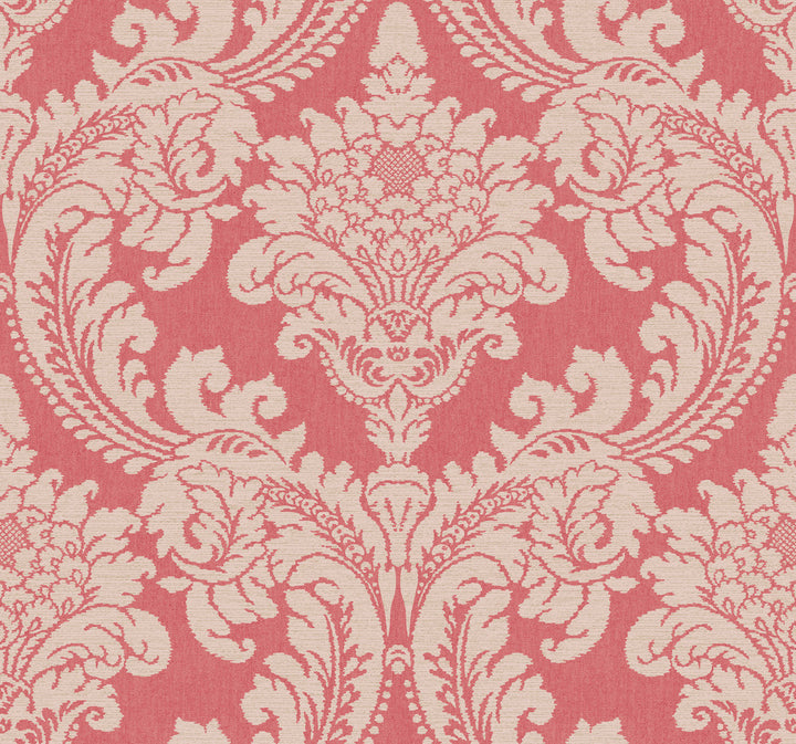 Tapestry Damask Red Wallpaper by York Wallcoverings Grandmillennial Covers about 60.8 square feet 27-in by 27-ft long roll Prepasted 25.25 - Fabric Carolina -
