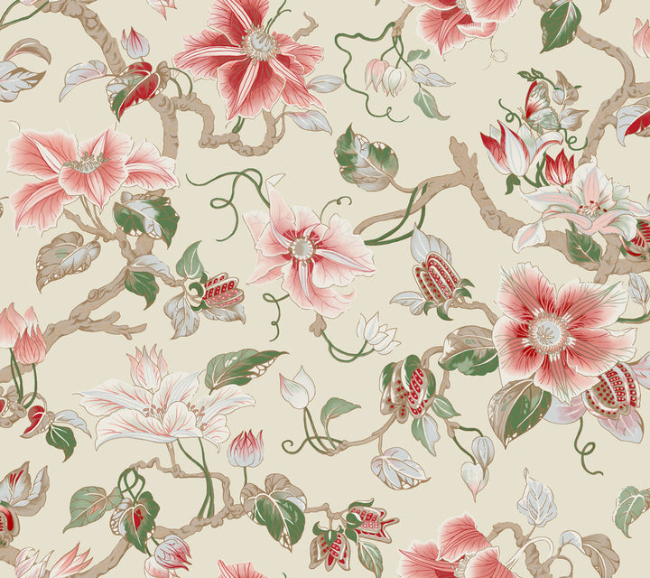 Marguerite Vine Cream Wallpaper by Ronald Redding Classics Covers about 60.8 square feet 27-in by 27-ft long roll Unpasted 24 - Fabric Carolina -