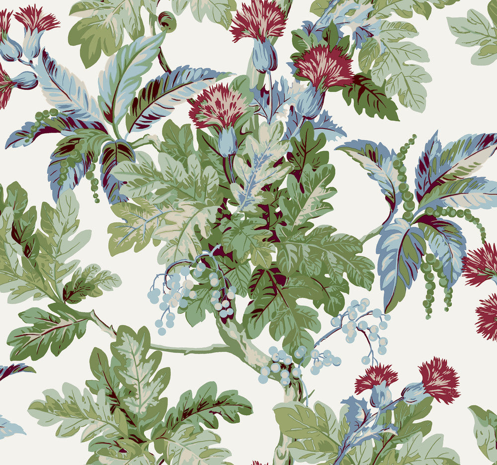 Briarwood White Wallpaper by Ronald Redding Classics Covers about 60.8 square feet 27-in by 27-ft long roll Unpasted 25.25 - Fabric Carolina -