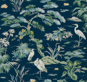 Bridgewater Navy Wallpaper by Ronald Redding