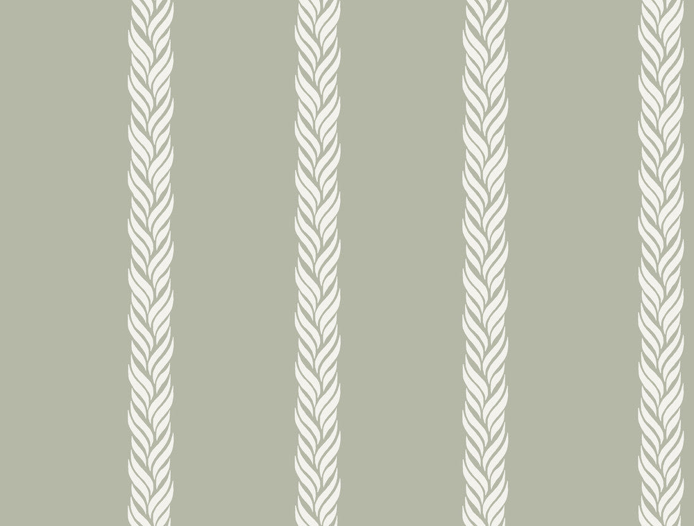 Braided Stripe Green Wallpaper by Ronald Redding Classics Covers about 60.8 square feet 27-in by 27-ft long roll Unpasted 20.5 - Fabric Carolina -