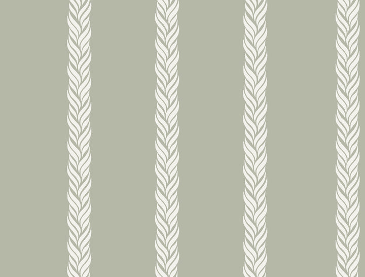 Braided Stripe Green Wallpaper by Ronald Redding Classics Covers about 60.8 square feet 27-in by 27-ft long roll Unpasted 20.5 - Fabric Carolina -