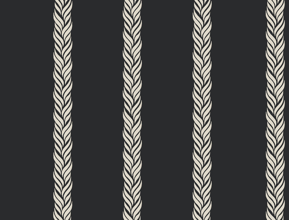 Braided Stripe Black Wallpaper by Ronald Redding Classics Covers about 60.8 square feet 27-in by 27-ft long roll Unpasted 20.5 - Fabric Carolina -