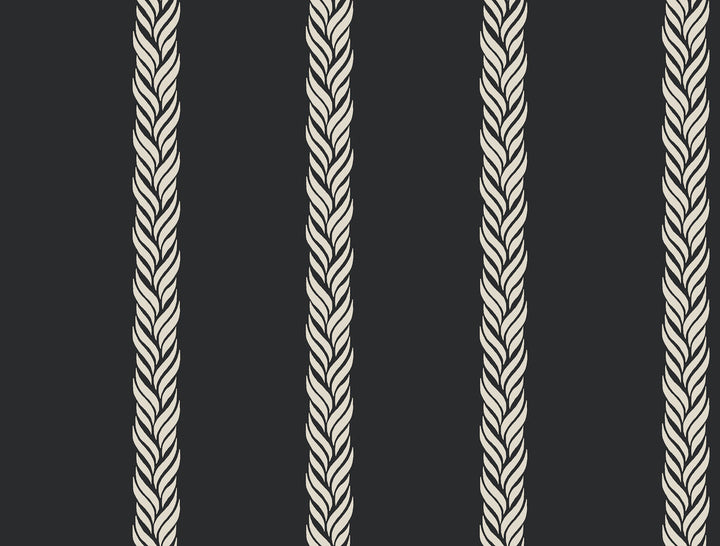Braided Stripe Black Wallpaper by Ronald Redding Classics Covers about 60.8 square feet 27-in by 27-ft long roll Unpasted 20.5 - Fabric Carolina -