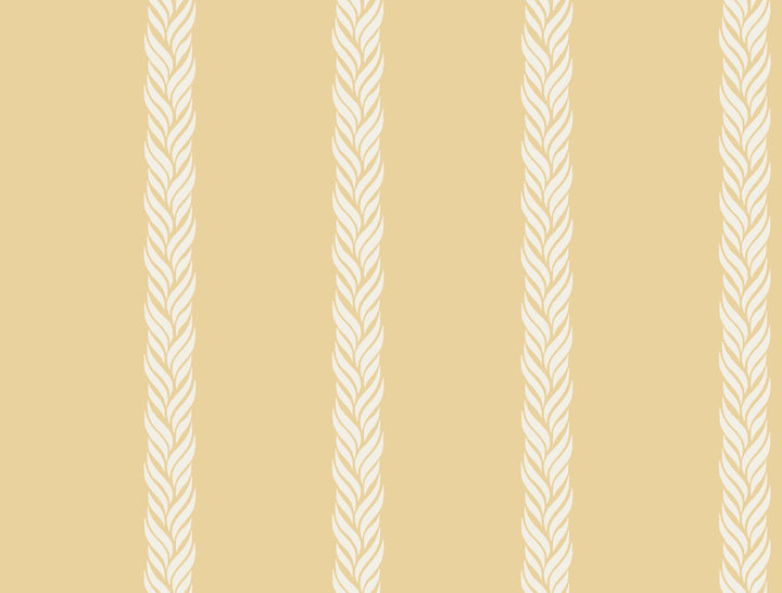 Braided Stripe Yellow Wallpaper by Ronald Redding Classics Covers about 60.8 square feet 27-in by 27-ft long roll Unpasted 20.5 - Fabric Carolina -
