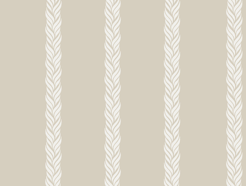 Braided Stripe Beige Wallpaper by Ronald Redding Classics Covers about 60.8 square feet 27-in by 27-ft long roll Unpasted 20.5 - Fabric Carolina -