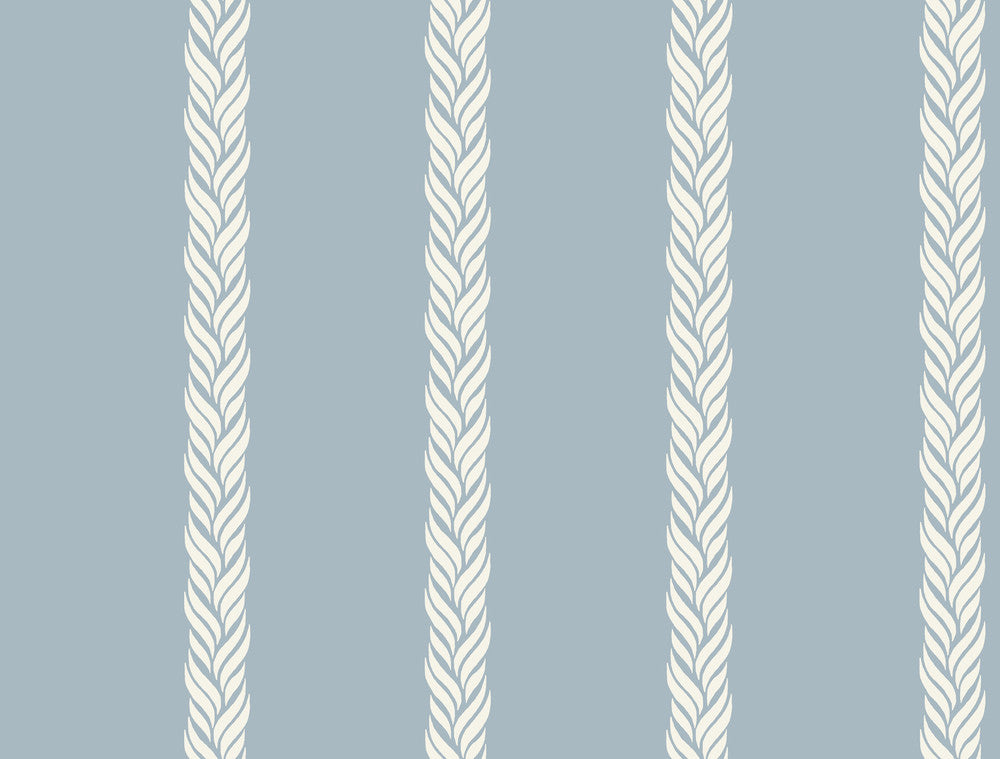 Braided Stripe Blue Wallpaper by Ronald Redding Classics Covers about 60.8 square feet 27-in by 27-ft long roll Unpasted 20.5 - Fabric Carolina -