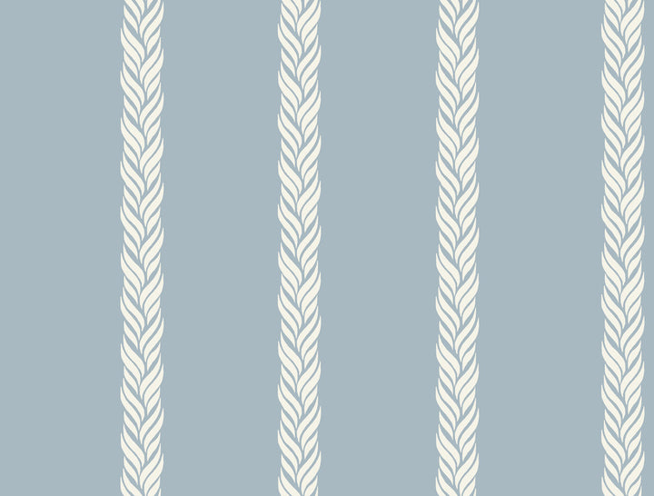 Braided Stripe Blue Wallpaper by Ronald Redding Classics Covers about 60.8 square feet 27-in by 27-ft long roll Unpasted 20.5 - Fabric Carolina -