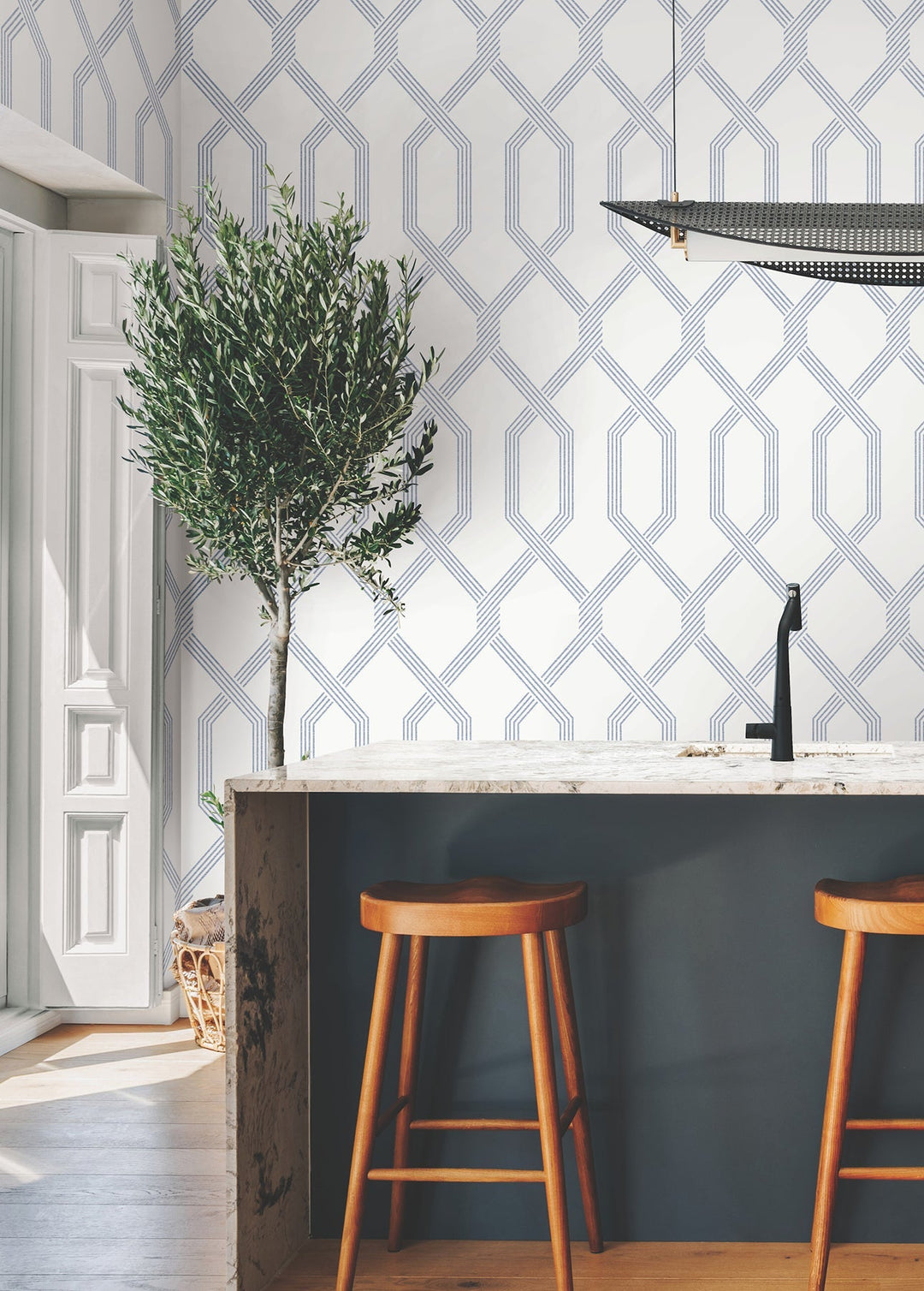 Palisade Blue Wallpaper by Ronald Redding Designer