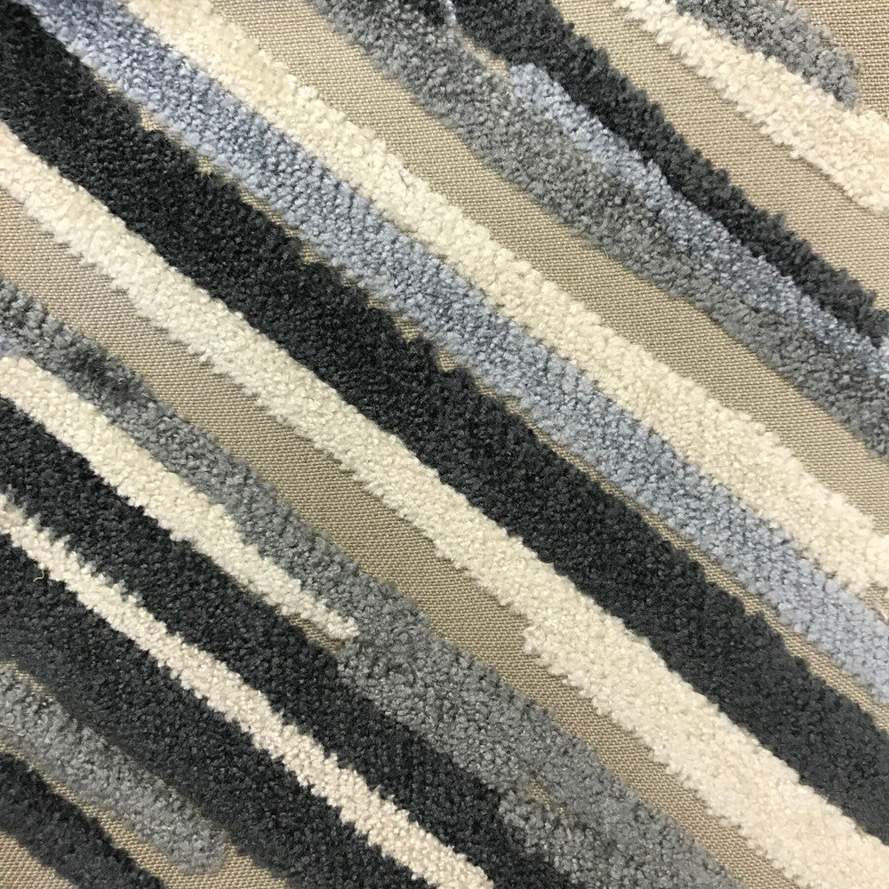 Gutsy 1 Grey by Stout Fabric Right On Trend Cut Velvets 58% Polyester 42% Spun Viscose INDIA CATB 117-2013 WYZENBEEK 15 000 DOUBLE RUB WEAR TEST (HEAVY DUTY) Horizontal: 14.5 and Vertical: 27 54 in - Fabric Carolina -