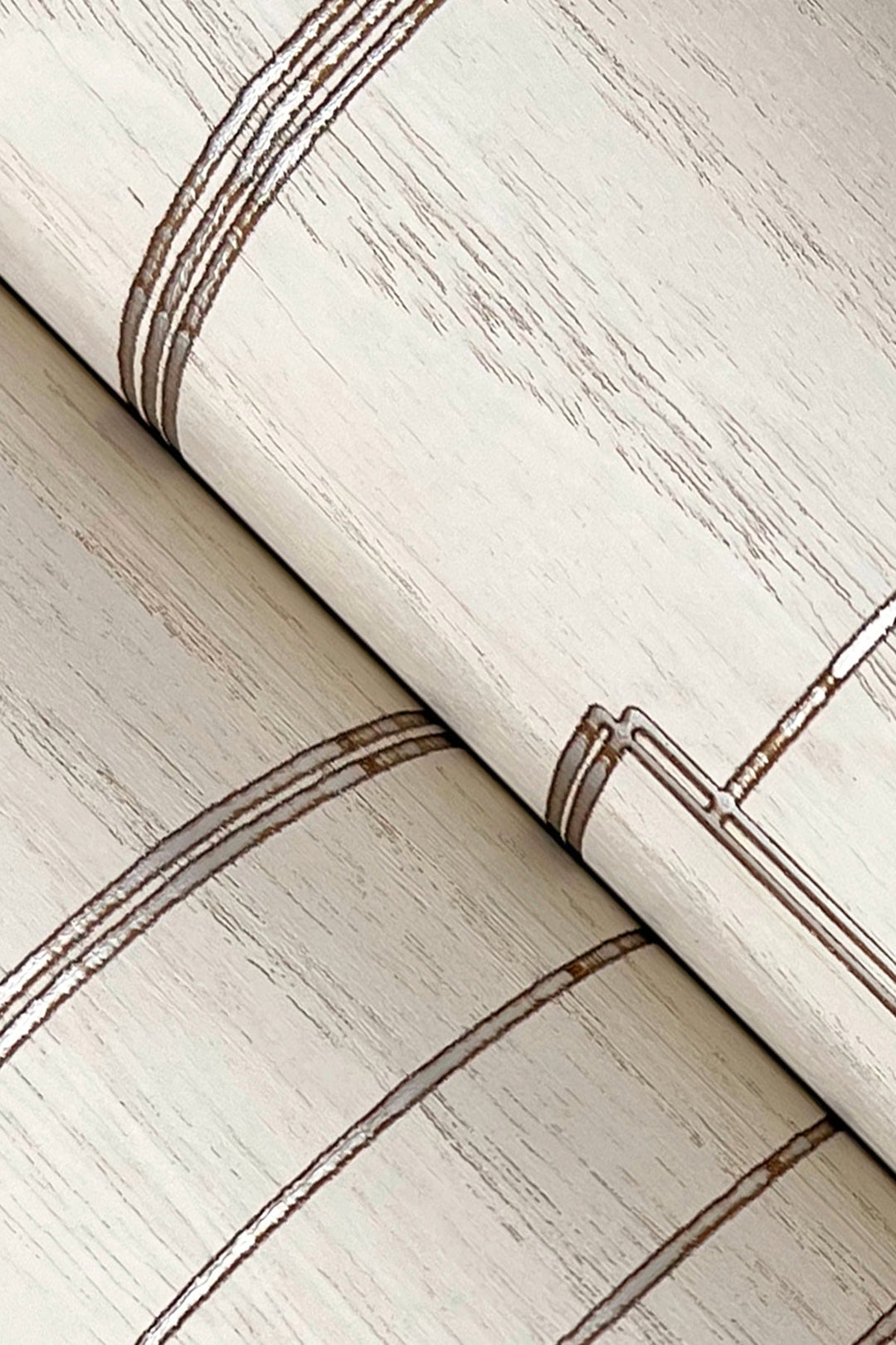 Inlay Line White Wallpaper by Ronald Redding Designer