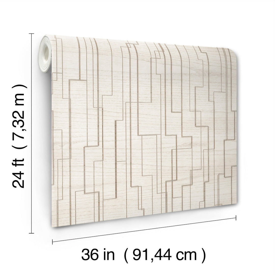 Inlay Line White Wallpaper by Ronald Redding Designer