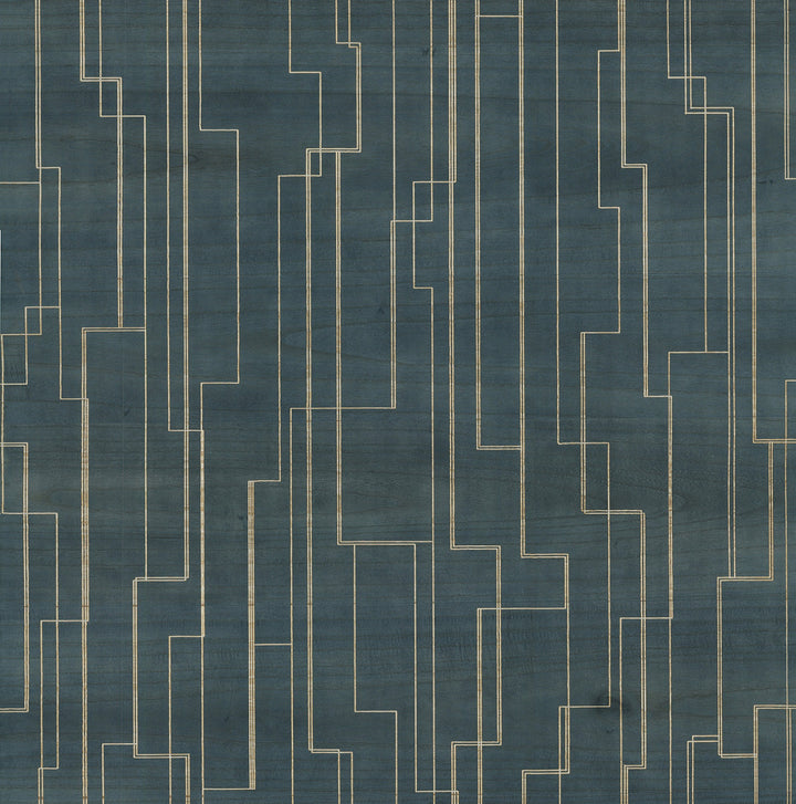 Inlay Line Peacock Wallpaper by Ronald Redding Grasscloth & Natural Resource Covers about 72 square feet 36-in by 24-ft long roll Unpasted 32 - Fabric Carolina -