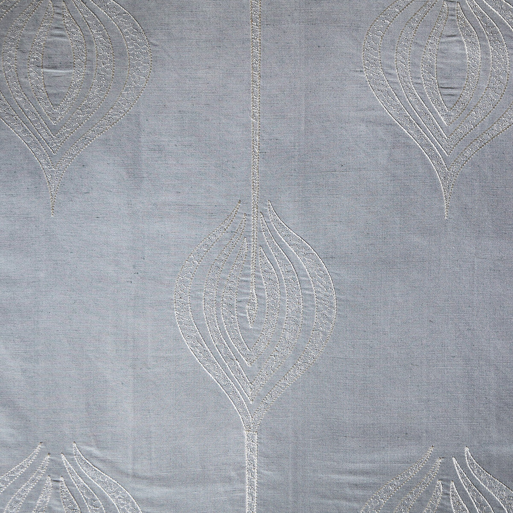 Tulip Embroidery Aqua by Groundworks Fabric ALLEGRA HICKS II COLLECTION SILK - 61%;LINEN - 39% India Horizontal: 12.75 and Vertical: 15 54 - Fabric Carolina -