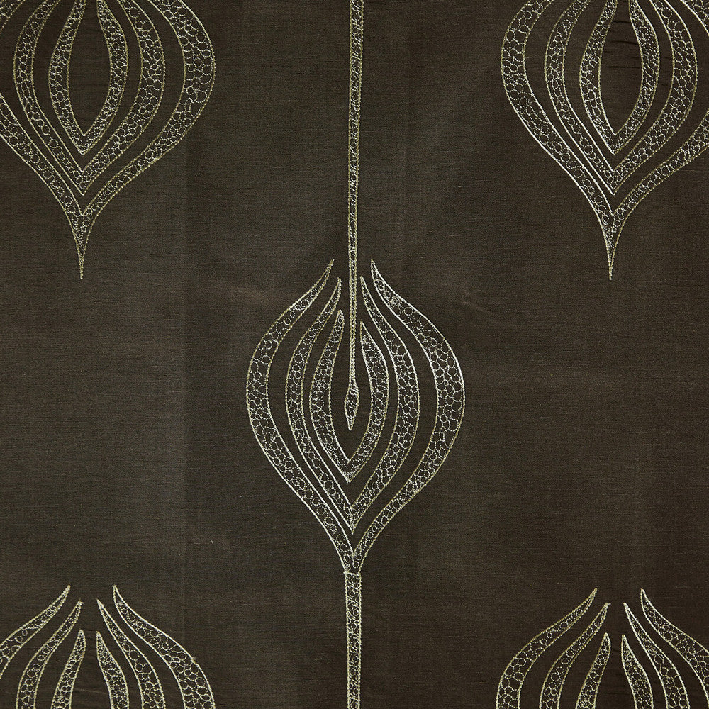 Tulip Embroidery Olive by Groundworks Fabric ALLEGRA HICKS II COLLECTION SILK - 61%;LINEN - 39% India - Horizontal: 12.75 and Vertical: 15 54 - Fabric Carolina -