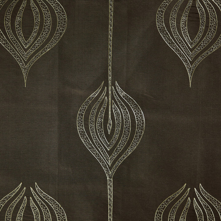 Tulip Embroidery Olive by Groundworks Fabric ALLEGRA HICKS II COLLECTION SILK - 61%;LINEN - 39% India - Horizontal: 12.75 and Vertical: 15 54 - Fabric Carolina -